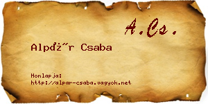 Alpár Csaba névjegykártya